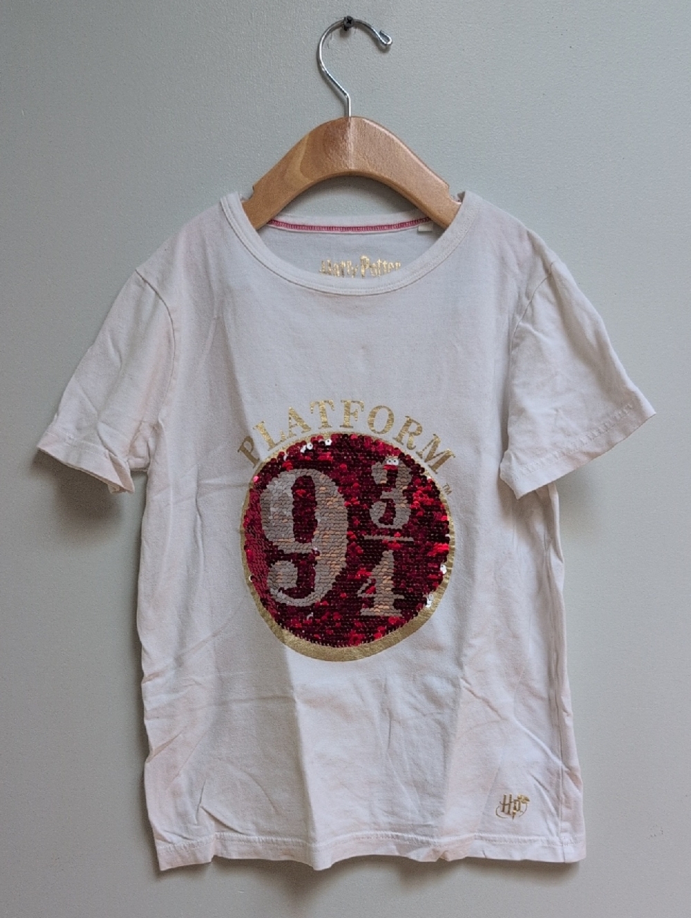 Kids' Sequin Harry Potter Official Platform 9 3/4 Graphic Tee - White Size 7-8Y
